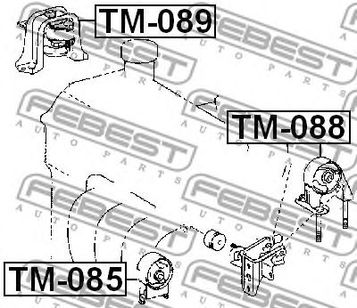 Купить FEBEST TM-088 Опора двигателя задняя TOYOTA YARIS (JPP) NCP1#,NLP10,SCP10 1999.01-2005.08 TM-088
