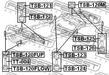 Купить FEBEST TSB-120FLOW Сайлентблок TSB-120FLOW