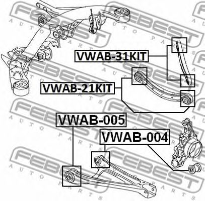Купить FEBEST VWAB-21KIT Сайлентблок задн подвески (компл) AUDI Q7 2006- VWAB-21KIT