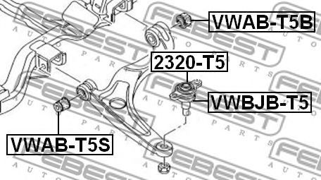 Купить FEBEST VWAB-T5S Сайлентблок рычага передний VW AMAROK I/II, TRANSPORTER V VWAB-T5S