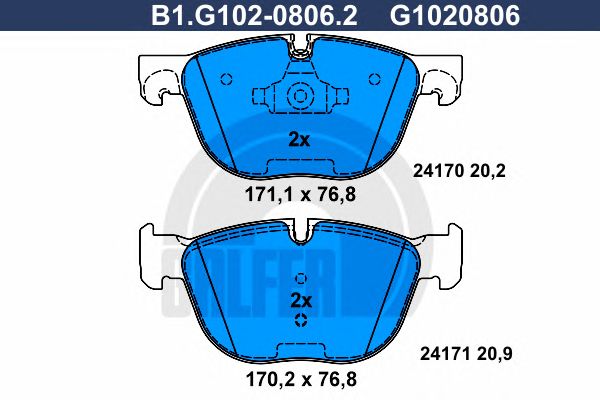 Купить GALFER B1G10208062 КОЛОДКИ ПЕРЕД E70
