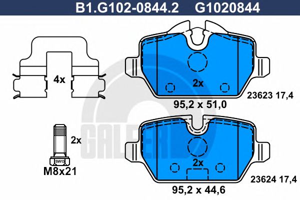 Купить GALFER B1G10208442 КОЛОДКИ ЗАД 87/90