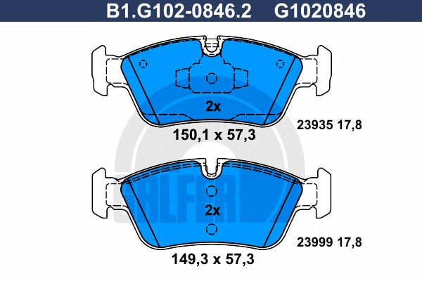 Купить GALFER B1G10208462 BMW ПЕРЕДНИЕ ТОРМОЗНЫЕ КОЛОДКИ Е87