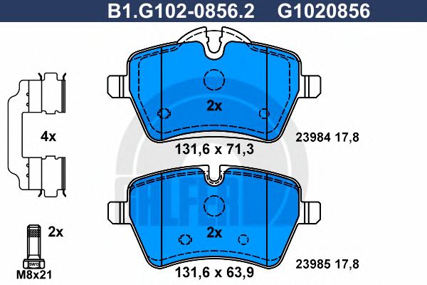 Купить GALFER B1G10208562 BMW К-Т ПД КОЛОДОК MINI
