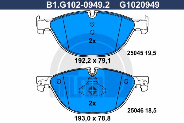 Купить GALFER B1G10209492 Комплект тормозных колодок, дисковый тормоз