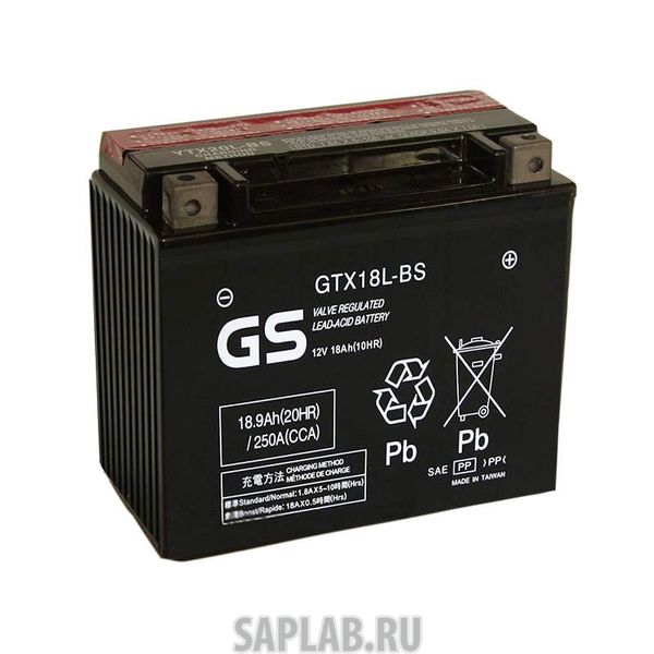 Купить GS_YUASA GTX18LBS Аккумулятор GS Yuasa GTX18L-BS 12В 18Ач 250CCA 207x91x164 мм Обратная (-+)