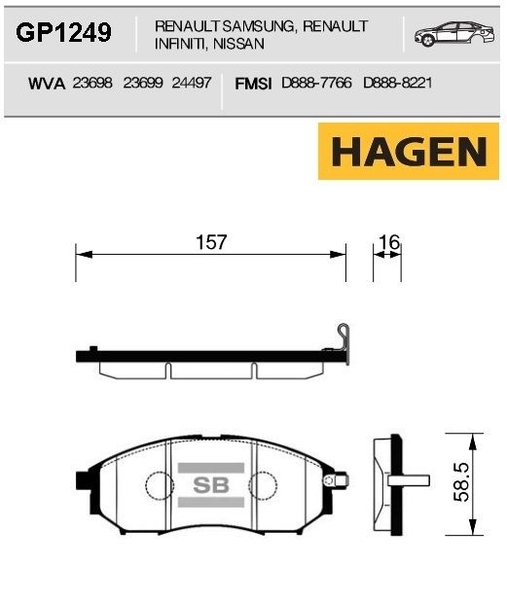 Купить SANGSIN GP1249 Колодки передние NISSAN MURANO (Z50/51), PATHFINDER (R51), QASHQAI GP1249