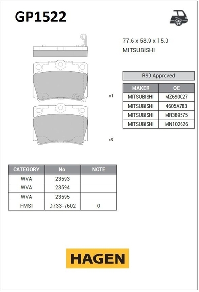 Купить SANGSIN GP1522 Колодки задние MITSUBISHI PAJERO SPORT III 15- GP1522