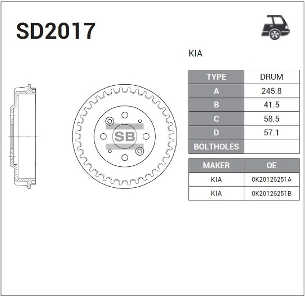 Купить SANGSIN SD2017 Барабан тормозной задний
