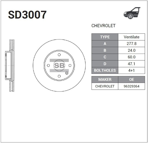 Купить SANGSIN SD3007 Диск тормозной Chevrolet Epica 2.0/2.5/2.0D 05 SD3007