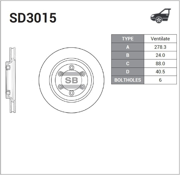 Купить SANGSIN SD3015 Диск тормозной SSANGYONG KORANDO 96-/MUSSO 96-/REXTON 2.9D 02- передний SD3015