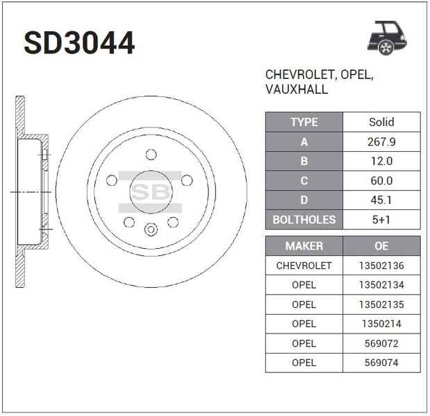 Купить HI-Q SD3044 диск тормозной задний!\ Opel Astra/Mokka 1.3D/1.4/1.6/1.8/1.7D/2.0D 09>