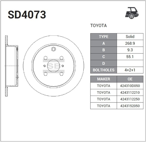 Купить HI-Q SD4073 диск тормозной задний!\ Toyota Corolla/Yaris all 99>