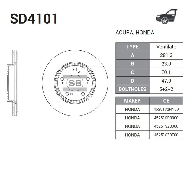 Купить HI-Q SD4101 диск тормозной передний!\ Honda CR-V/Prelude 2.0-2.3 94>