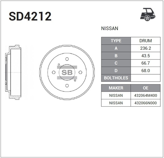 Купить SANGSIN SD4212 Барабан тормозной