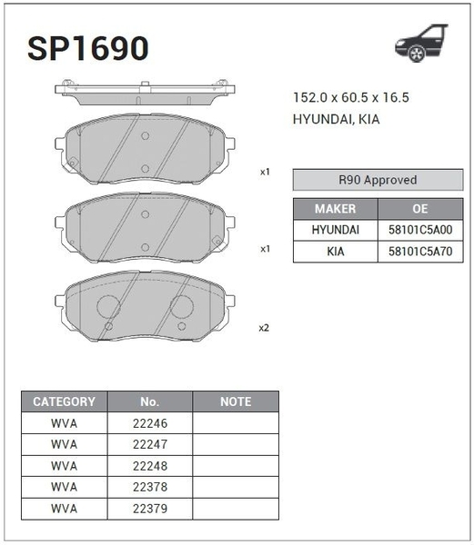 Купить SANGSIN SP1690 Колодки тормозные KIA SORENTO 15- передние SP1690