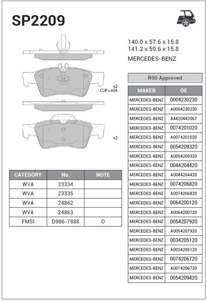 Купить SANGSIN SP2209 Колодки тормозные дисковые MB W211/S211 2.0-2.7CDi 02/SL R230 5.0/5.5 AMG 01 SP2209