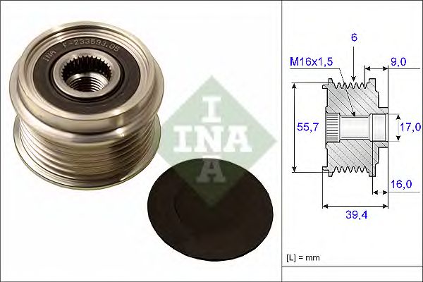 Купить INA 535006010 Шкив генератора SKODA FABIA 1.2 535006010