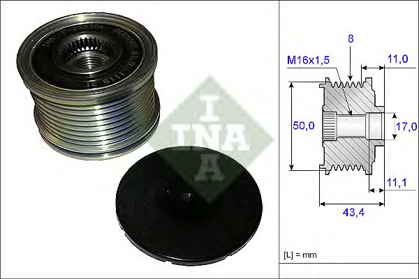 Купить INA 535010810 Шкив генератора MERCEDES ML280CDI-350CDI W164, G350CDI W463 11- 535010810