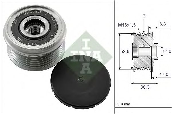 Купить INA 535013710 Шкив генератора NISSAN TEANA II (J32) 2.5, X-TRAIL (T30, T31) 2.5 4x4 535013710