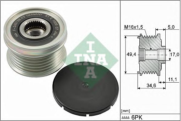 Купить INA 535015510 Шкив генератора SKODA OCTAVIA (1Z/5E) 535015510