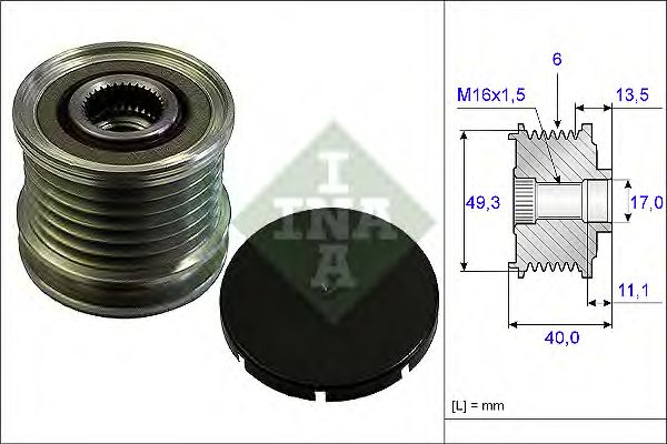 Купить INA 535016610 Шкив генератора CITROEN C4 II 1.6 535016610
