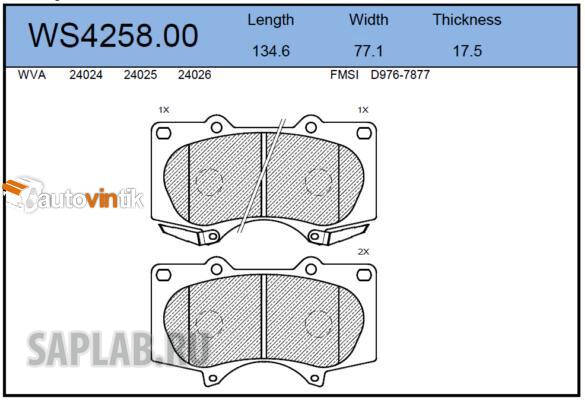 Купить JEENICE WS425800 Колодки тормозные дисковые | перед |