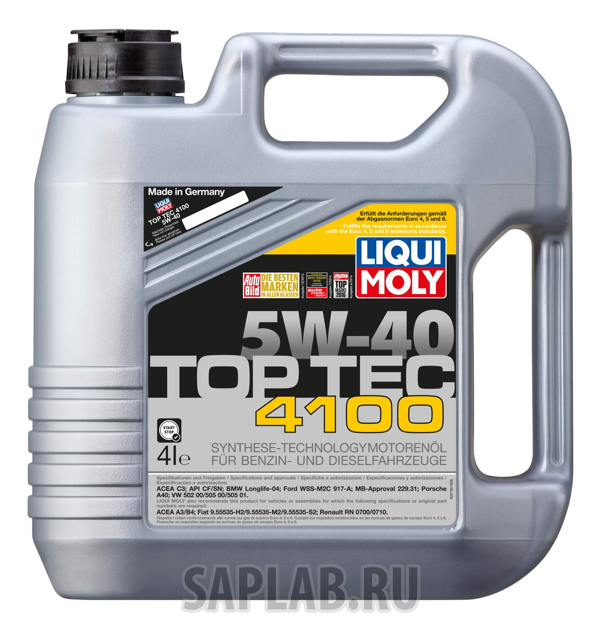 Купить LIQUI MOLY 7547 НС-синт. мот.масло Top Tec 4100 5W-40 SN C3 (4л) (2195) 7547
