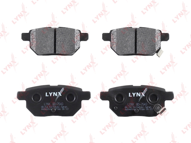 Купить LYNX BD-7543 Колодки тормозные задние подходит для TOYOTA Auris (AKE) 1.4-1.6 07/Corolla (AKE) 1.3-1.6 06 BD-7543