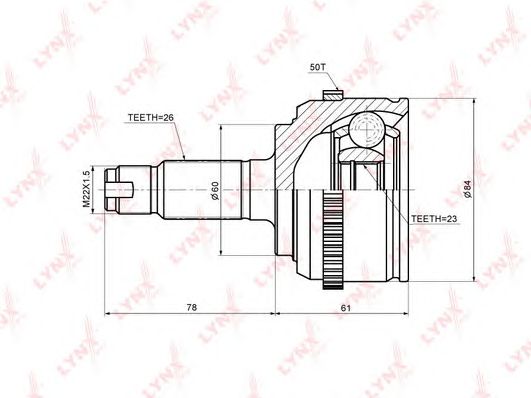 Купить LYNXAUTO CO3466A ШРУС наружный, пыльник, хомуты, смазка