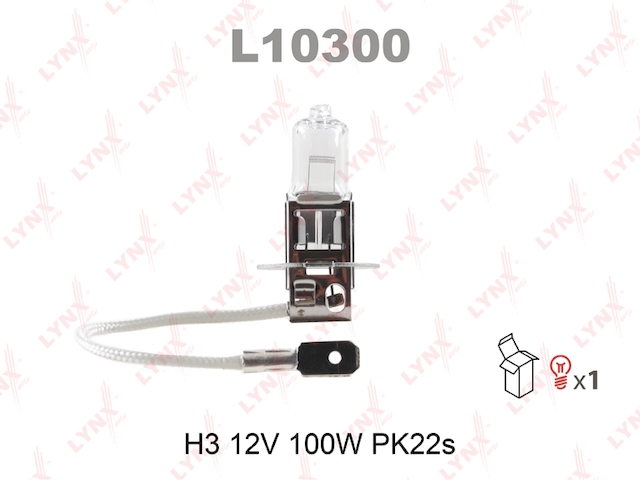 Купить LYNX L10300 Лампа галогеновая H3 12V 100W PK22S L10300
