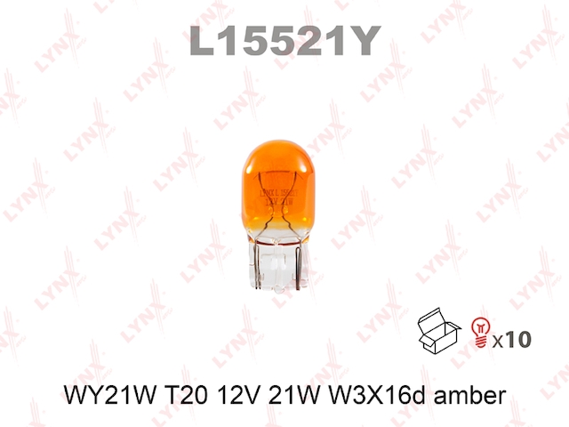Купить LYNX L15521Y Лампа накаливания WY21W T20 12V 21W W3X16d AMBER L15521Y