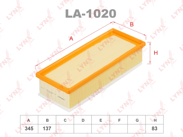 Купить LYNX LA-1020 Фильтр воздушный подходит для AUDI A3 1.6TD-2.0TD 03/TT 1.8T-2.0T 06, VW Golf V 1.4T-2.0 03/VI 1.4T-2.0T 08/Jetta III 1.4T-2.0T/TD 05/IV 1.4T-2.0TD 10 /Passat 1.4T-2.0TD 05 /Tiguan LA-1020
