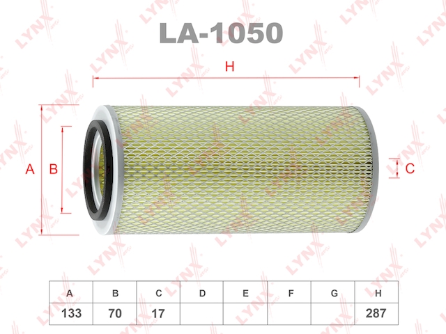 Купить LYNX LA-1050 Фильтр воздушный подходит для HYUNDAI Galloper 2.5TD 91/H100 2.5TD 94-00/Porter 2.5TD 94-04 LA-1050