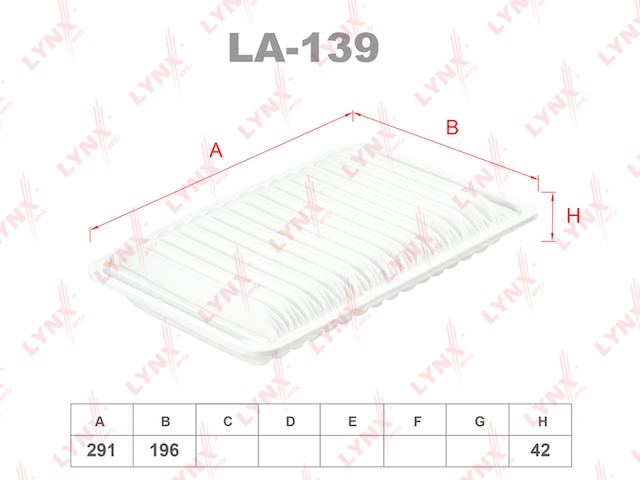 Купить LYNX LA-139 Фильтр воздушный подходит для TOYOTA Camry 2.4 01, LEXUS RX350 06 LA-139
