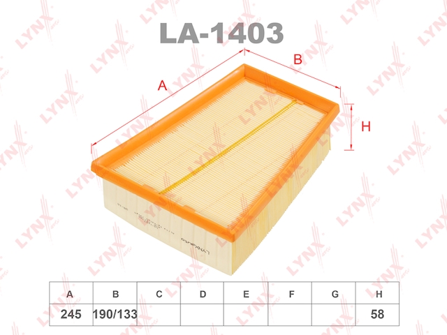 Купить LYNX LA-1403 Фильтр воздушный подходит для RENAULT Megane II 1.5D-1.6 16V 02/Scenic II/Grand Scenic 1.5D-2.0 04 LA-1403