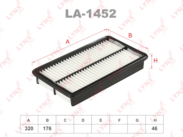 Купить LYNX LA-1452 Фильтр воздушный подходит для MAZDA 6 1.8-2.5 02/MPV 2.0D-3.0 02 LA-1452