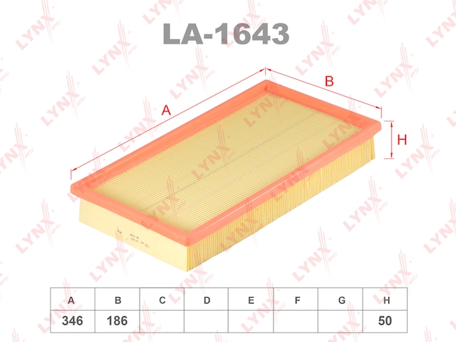 Купить LYNX LA-1643 Фильтр воздушный подходит для VOLVO S70 2.0-2.5D 97-00 / C70 2.0-2.5T 97-02 / XC70 2.4T 97-02 / 850 2.0-2.5D 91-96 LA-1643