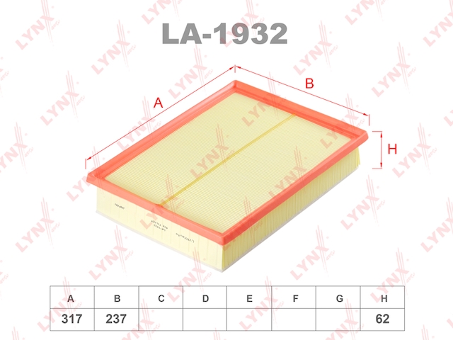 Купить LYNX LA-1932 Фильтр воздушный подходит для TOYOTA Land Cruiser Prado(150) 4.0 09 LA-1932