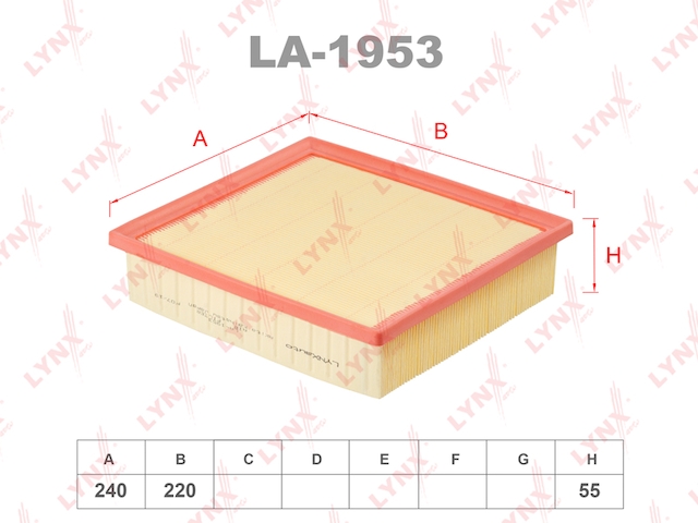 Купить LYNX LA-1953 Фильтр воздушный подходит для TOYOTA Camry(V50) 3.5 11, LEXUS RX270-350 08 LA-1953