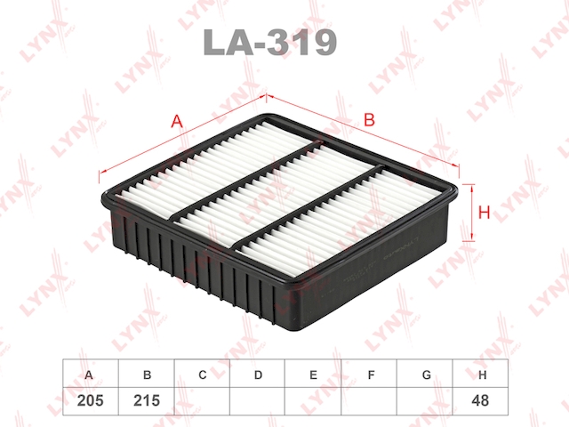 Купить LYNX LA-319 Фильтр воздушный подходит для MITSUBISHI Airtrek 2.4 03-06/Lancer 1.3-2.0T 95/Outlander 2.0-2.4 03 LA-319