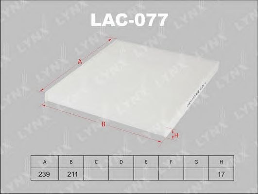Купить LYNX LAC-077 Фильтр салонный подходит для KIA Carnival 06/Sorento 09/Cerato 04 LAC-077