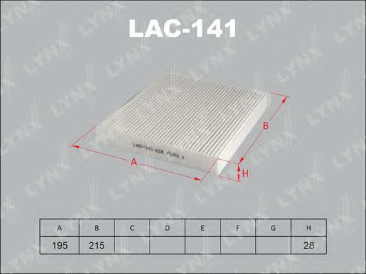Купить LYNX LAC-141 Фильтр салонный подходит для TOYOTA Camry (V40) 06-11/(V50) 11/Corolla (E15) 06/RAV4 III 05/Land Cruiser 150 10/200 08, LEXUS RX 09 LAC-141