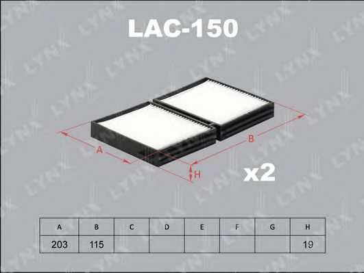 Купить LYNX LAC-150 Фильтр салонный (комплект 2 шт.) подходит для TOYOTA Mark II 92-01 LAC-150