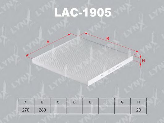 Купить LYNX LAC-1905 Фильтр салонный подходит для NISSAN Murano(Z51) 08 / Teana(J32) 08 LAC-1905