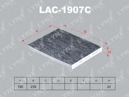 Купить LYNX LAC-1907C Фильтр салонный угольный подходит для HYUNDAI i30 1.6 11 / ix35 1.6-2.0D 10 / Tucson 2.0-2.7 04-10, KIA Sportage 1.6-2.0D 10 LAC-1907C