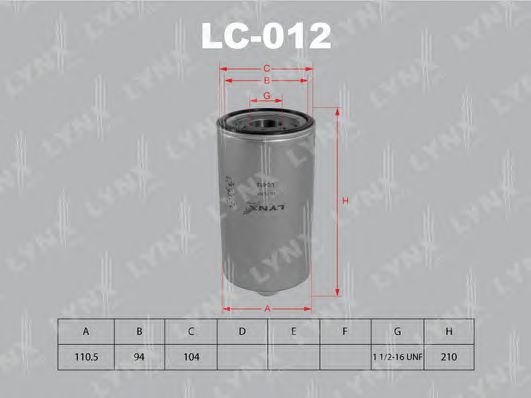 Купить LYNX LC-012 Фильтр масляный подходит для TOYOTA Toyoace/Dyna 4.0TD-4.7TD 04/Coaster 5.3TD 96-99 LC-012