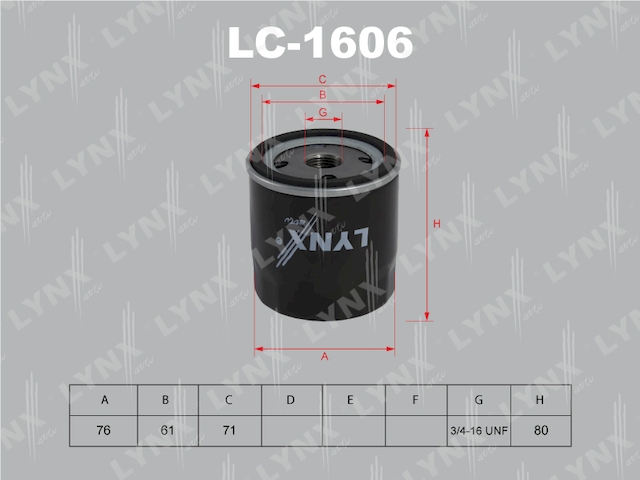 Купить LYNX LC-1606 Фильтр масляный подходит для FORD Escort/Fiesta 1.1-1.6 99/Sierra 1.6-1.8 93, MAZDA 121 1.3 96 LC-1606