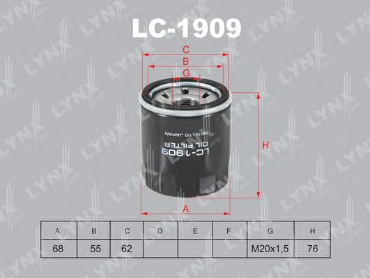 Купить LYNX LC-1909 Фильтр масляный подходит для HYUNDAI i20 1.2 12, KIA Picanto 1.0-1.2 11 / Rio 1.25 11 LC-1909