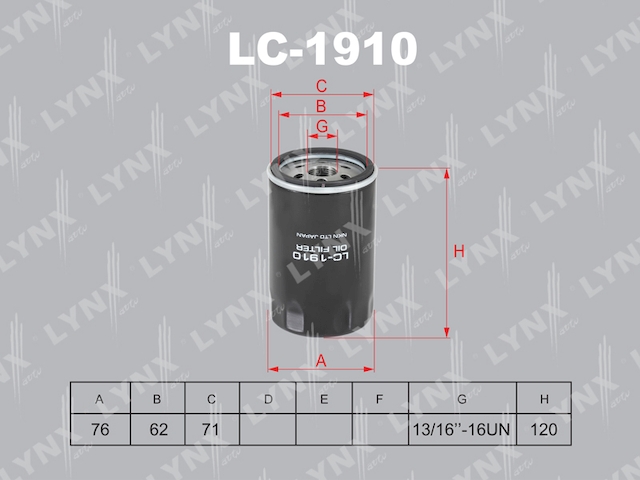 Купить LYNX LC-1910 Фильтр масляный подходит для CHEVROLET Captiva 3.2 06, OPEL Antara 3.2 07 LC-1910